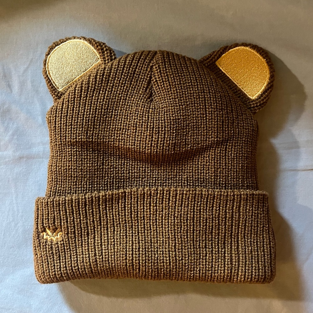satin lined bear ear beanie